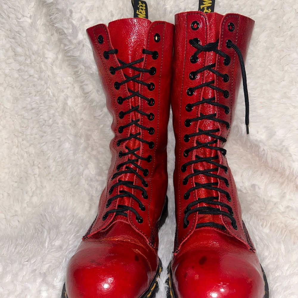 Steel Toe Vintage Dr. Martens Cherry Red Tall Boots